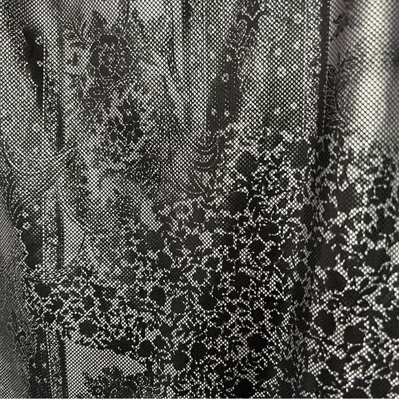 Lace metallic tank top holographic Lacey pattern grey black lace trim straps y2k - Picture 7 of 9